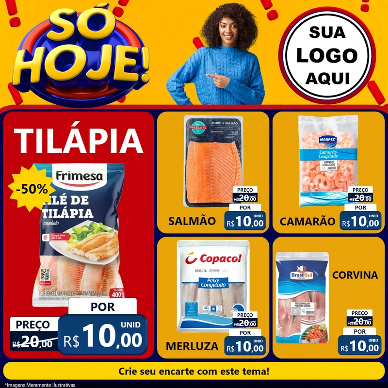 Modelo de Rede Social para Feed Facebook com o tema Só Hoje! para Peixaria