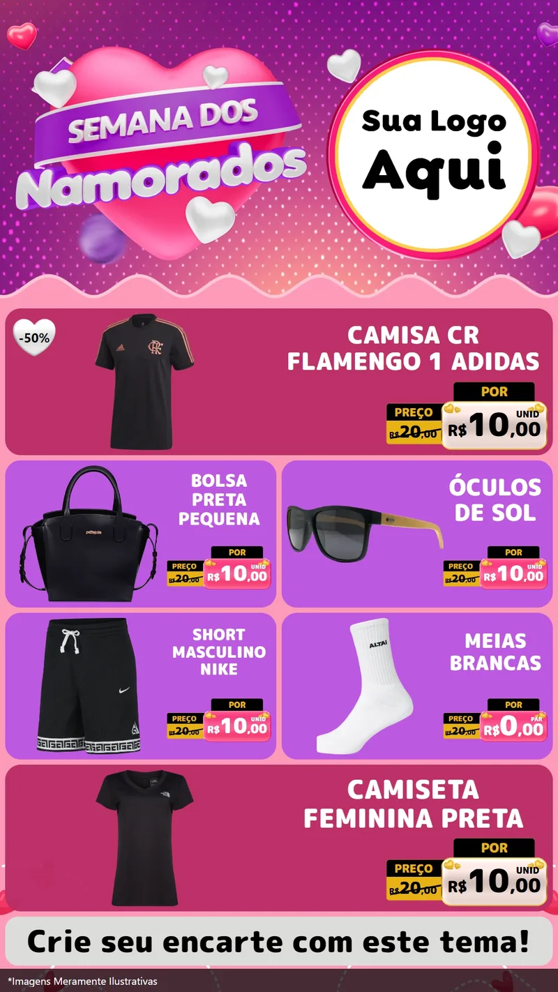 Modelo de TV para TV Vertical com o tema Semana dos Namorados para Roupas e acessórios