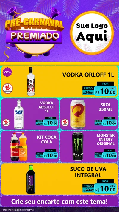 Modelo de TV para TV Vertical com o tema Pré-Carnaval Premiado para Distribuidora de bebidas