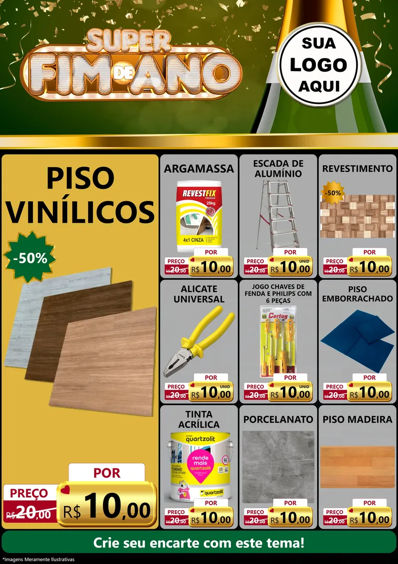 Modelo de Encarte para Encarte A4 Vertical com o tema Super Fim de Ano para Material para Construção