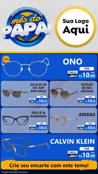 Modelo de TV para TV Vertical com o tema Ofertas Imperdíveis Mês Do Papai para Óticas