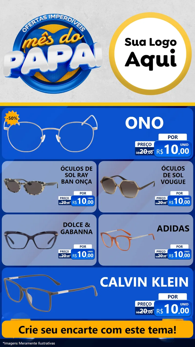 Modelo de TV para TV Vertical com o tema Ofertas Imperdíveis Mês Do Papai para Óticas