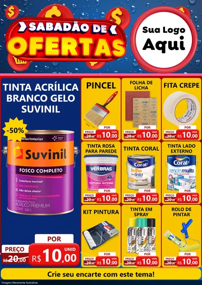 Modelo de Encarte para Encarte A4 Vertical com o tema Sabadão de Ofertas para Tintas e Ferramentas