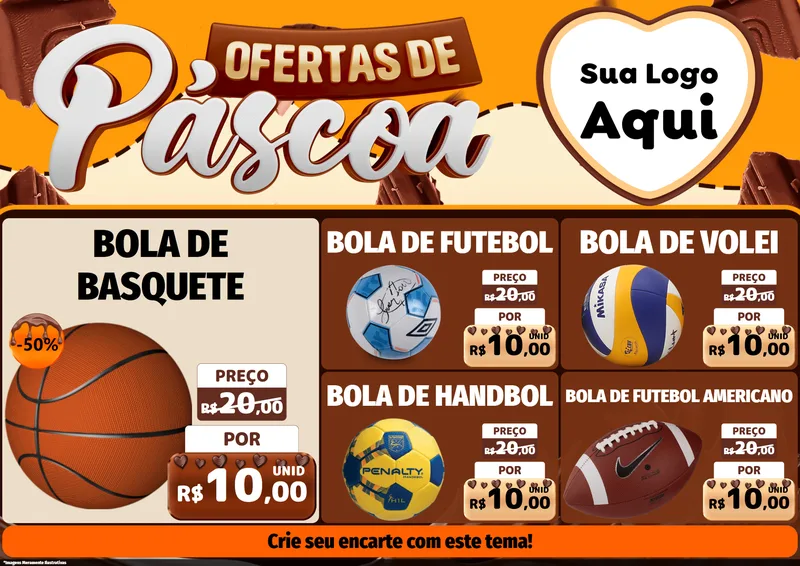 Modelo de Encarte para Encarte A4 Horizontal com o tema Ofertas de Páscoa para Artigos Esportivos