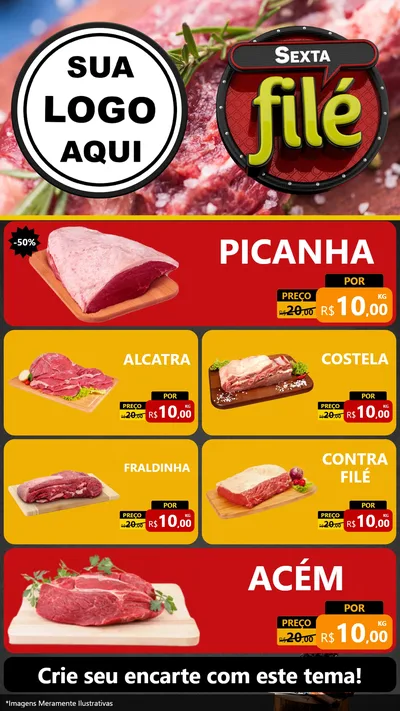 Modelo de TV para TV Vertical com o tema Sexta Filé para Açougue