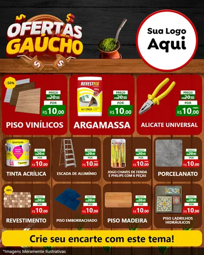 Modelo de Rede Social para Feed Instagram com o tema Ofertas Dia do Gaúcho para Material para Construção