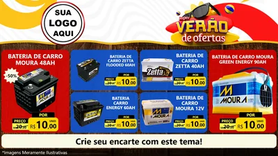 Modelo de TV para TV Horizontal com o tema Super Verão de Ofertas para Baterias Elétricas