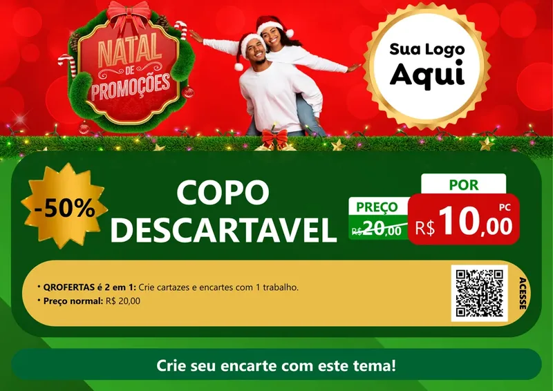Modelo de Cartaz para Cartaz A4 Horizontal com o tema Natal de Promoções para Embalagens