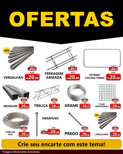 Modelo de Rede Social para Feed Instagram com o tema Ofertas Preto e Vermelho Cartaz para Ferragens