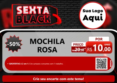 Modelo de Cartaz para Cartaz A4 Horizontal com o tema Sexta Black para Papelaria