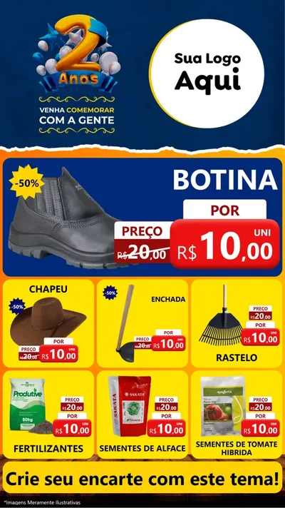 Modelo de Rede Social para Stories com o tema Aniversário de 2 anos para Agropecuária