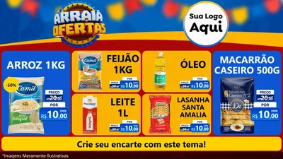 Modelo de TV para TV Horizontal com o tema Arraiá de Ofertas - Junina para Supermercado