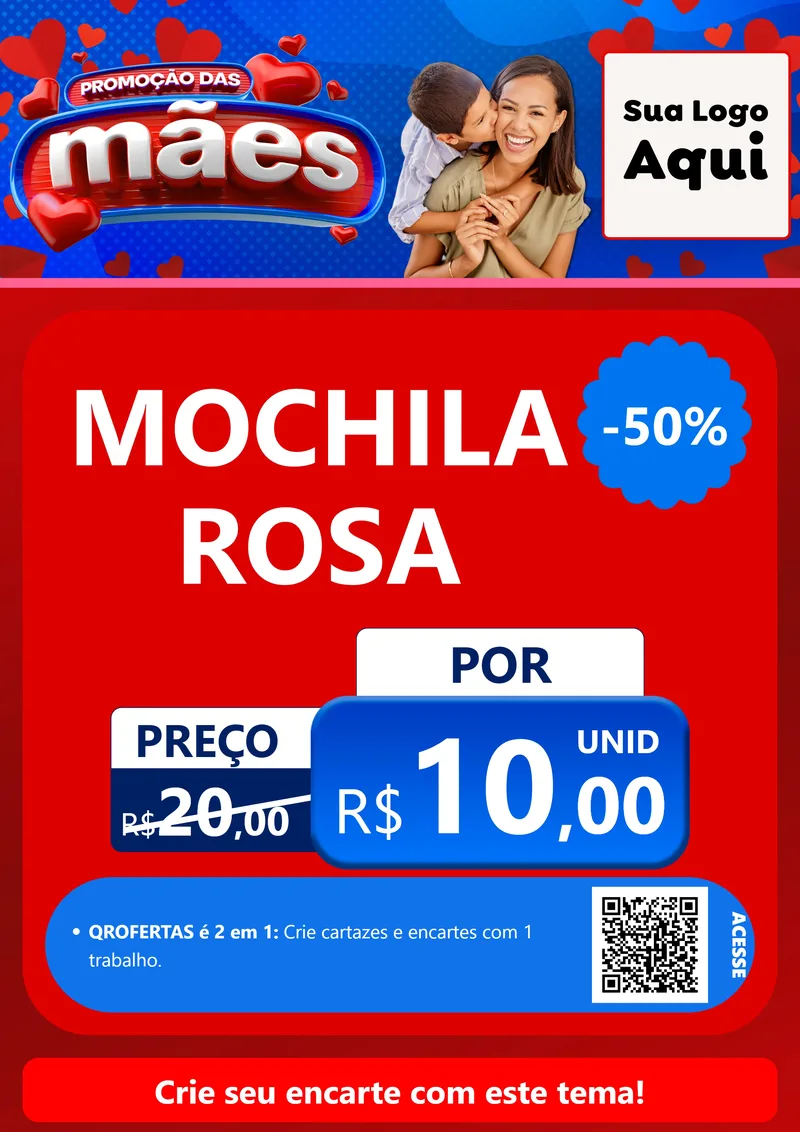 Modelo de Cartaz para Cartaz A4 Vertical com o tema Promoção das Mães para Papelaria