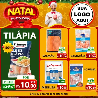 Modelo de Rede Social para Feed Facebook com o tema Natal da Economia para Peixaria