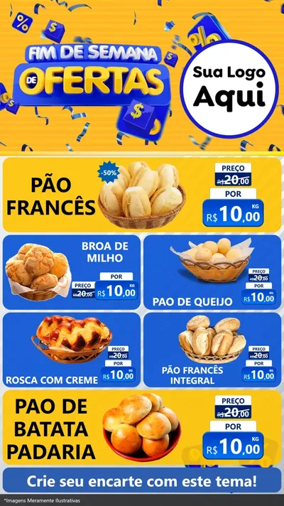 Modelo de TV para TV Vertical com o tema Fim de Semana de Ofertas para Padaria