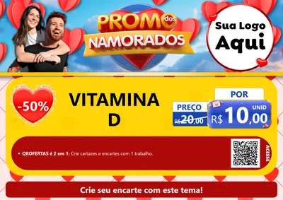 Modelo de Cartaz para Cartaz A4 Horizontal com o tema Promo dos Namorados para Farmácia