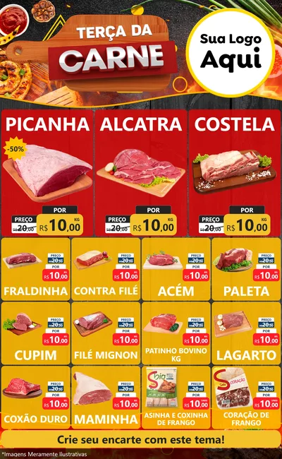 Modelo de Encarte para Encarte Grande com o tema Terça da Carne para Açougue