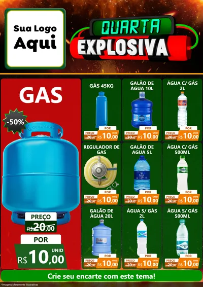 Modelo de Encarte para Encarte A4 Vertical com o tema Quarta Explosiva para Água e gás