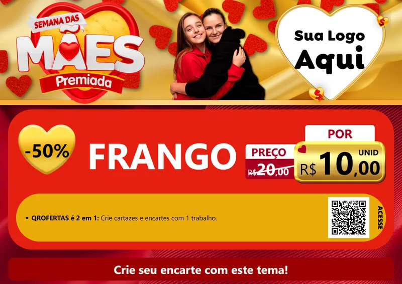 Modelo de Cartaz para Cartaz A4 Horizontal com o tema Semana das Mães Premiada para Assados