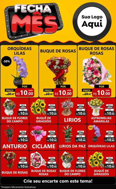 Modelo de Encarte para Encarte Grande com o tema Fecha Mês para Floricultura e jardim