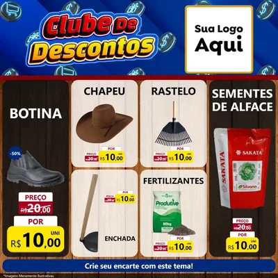 Modelo de Rede Social para Feed Facebook com o tema Clube de Descontos para Agropecuária
