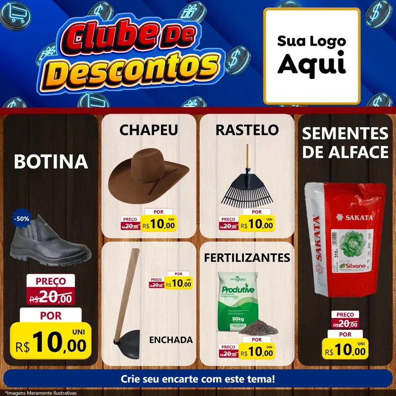 Modelo de Rede Social para Feed Facebook com o tema Clube de Descontos para Agropecuária