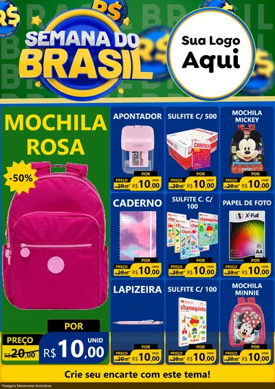 Modelo de Encarte para Encarte A4 Vertical com o tema Semana Do Brasil para Papelaria