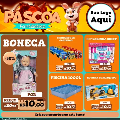 Modelo de Rede Social para Feed Facebook com o tema Páscoa Fantástica para Brinquedos