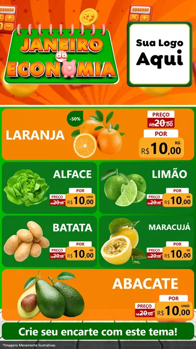 Modelo de TV para TV Vertical com o tema Janeiro da Economia para Hortifrúti
