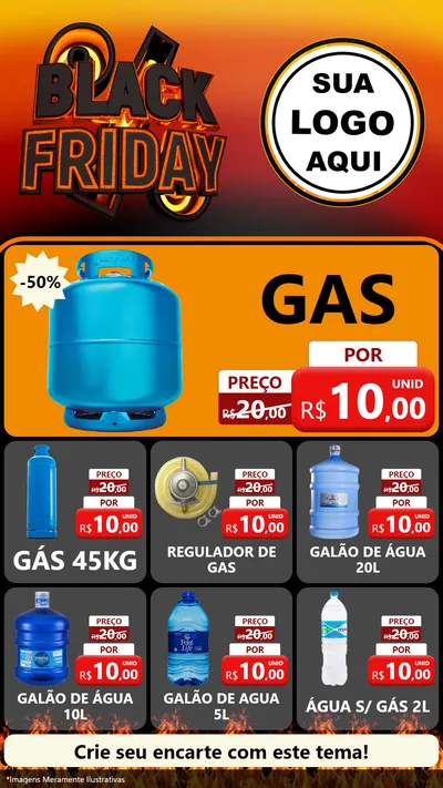 Modelo de Rede Social para Stories com o tema Black Friday para Água e gás