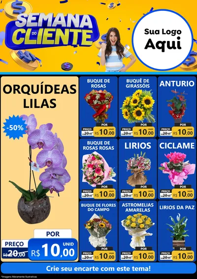 Modelo de Encarte para Encarte A4 Vertical com o tema Semana do Cliente para Floricultura e jardim