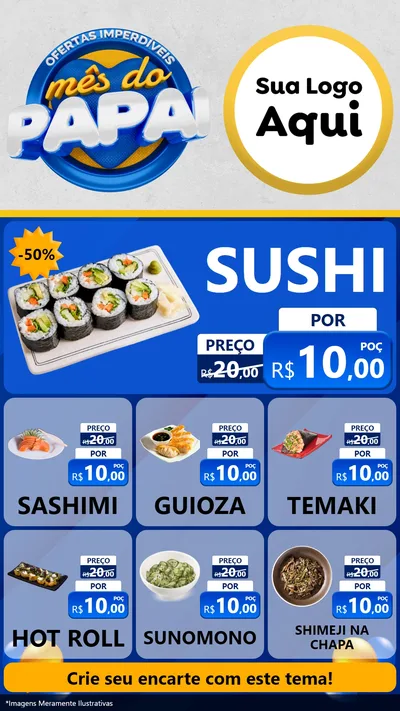 Modelo de Rede Social para Stories com o tema Ofertas Imperdíveis Mês Do Papai para Comida japonesa