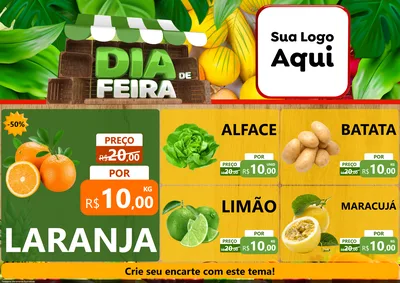 Modelo de Encarte para Encarte A4 Horizontal com o tema Dia de Feira para Hortifrúti