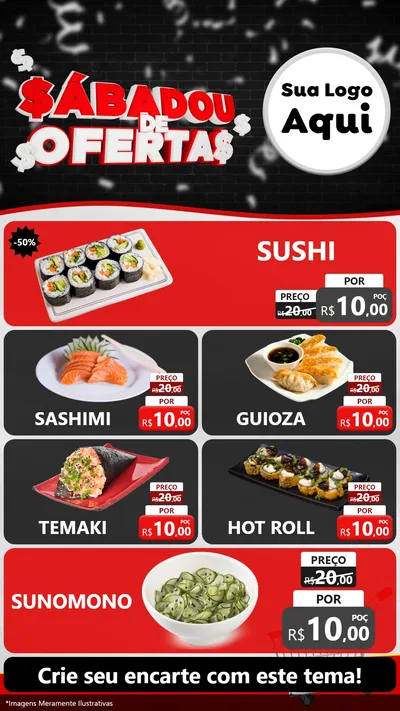 Modelo de TV para TV Vertical com o tema Sabadou de Ofertas para Comida japonesa