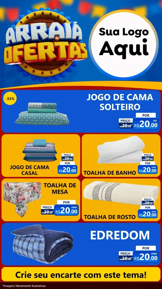 Modelo de TV para TV Vertical com o tema Arraiá de Ofertas - Junina para Cama, Mesa e Banho