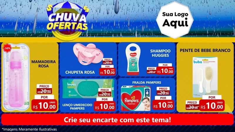 Modelo de TV para TV Horizontal com o tema Chuva de Ofertas para Bebês