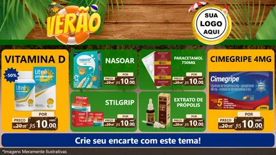 Modelo de TV para TV Horizontal com o tema Verão para Farmácia