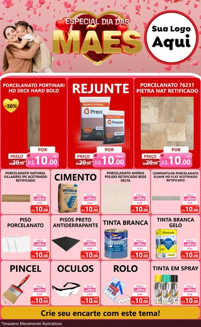 Modelo de Encarte para Encarte Grande com o tema Especial Dia Das Mães para Pisos e revestimentos