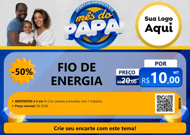 Modelo de Cartaz para Cartaz A4 Horizontal com o tema Ofertas Imperdíveis Mês Do Papai para Materiais Elétricos