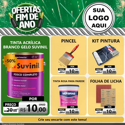 Modelo de Rede Social para Feed Facebook com o tema Ofertas Fim de Ano para Tintas e Ferramentas