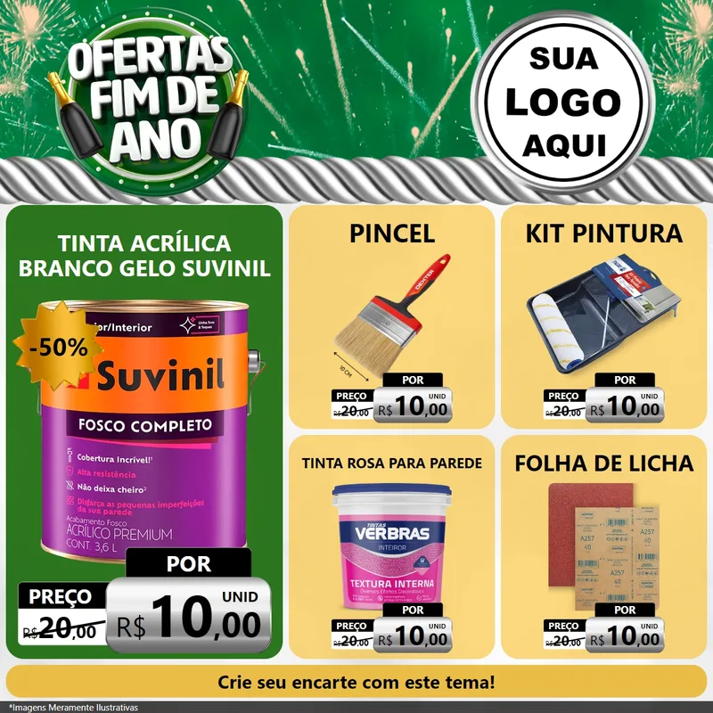 Modelo de Rede Social para Feed Facebook com o tema Ofertas Fim de Ano para Tintas e Ferramentas