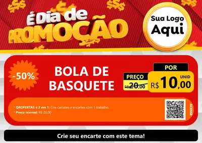 Modelo de Cartaz para Cartaz A4 Horizontal com o tema É Dia De Promoção para Artigos Esportivos