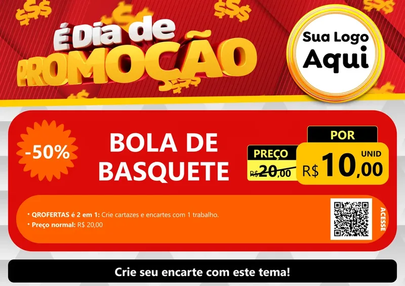 Modelo de Cartaz para Cartaz A4 Horizontal com o tema É Dia De Promoção para Artigos Esportivos