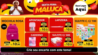 Modelo de TV para TV Horizontal com o tema Sexta-feira Maluca para Papelaria