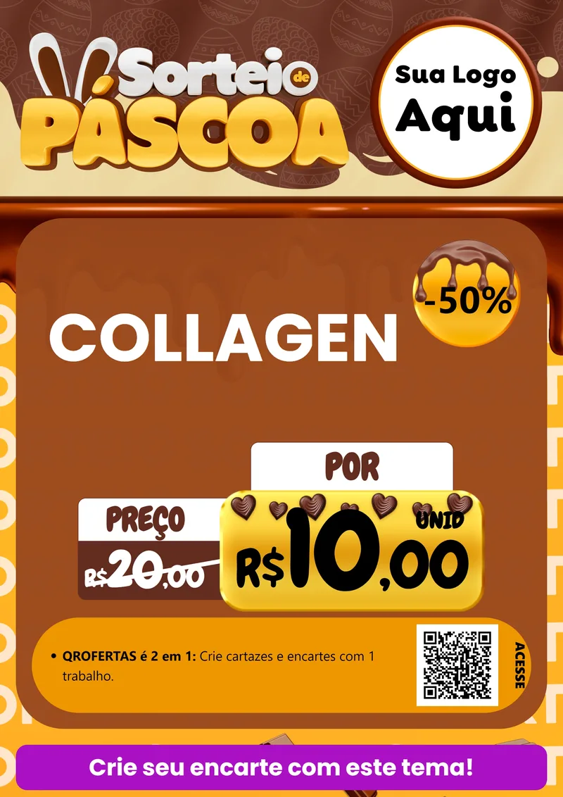 Modelo de Cartaz para Cartaz A4 Vertical com o tema Sorteio de Páscoa para Suplementos alimentares