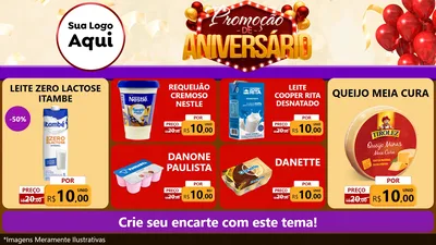 Modelo de TV para TV Horizontal com o tema Promoção de Aniversário para Frios e Laticínios