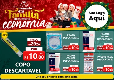 Modelo de Encarte para Encarte A4 Horizontal com o tema Momento em Família (Natal) para Embalagens