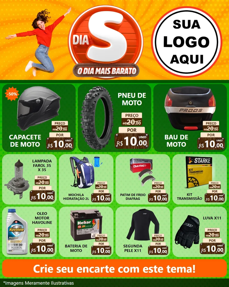 Modelo de Rede Social para Feed Instagram com o tema Dia S - O Dia Mais Barato para Moto peças