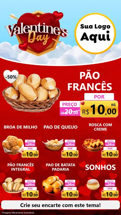 Modelo de Rede Social para Stories com o tema Valentine's Day para Padaria