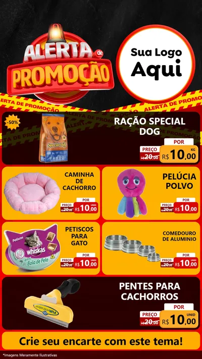 Modelo de TV para TV Vertical com o tema Alerta de Promoção para Pet Shop